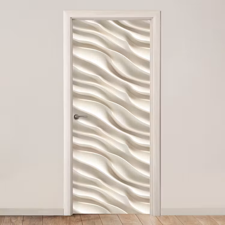 Diagonaal - Golven - Crème deurposter klein 289 -3d_beige