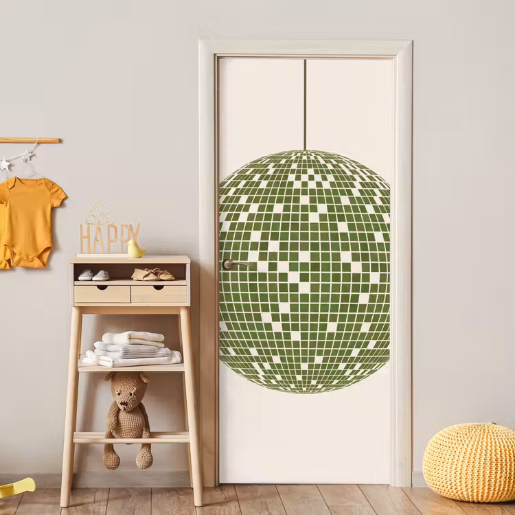 Disco - Bal - Groen - Abstract - Modern deurposter klein -sfeer4
