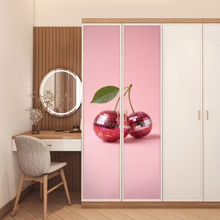 Disco - Kersen - Roze deurposter klein -sfeer3