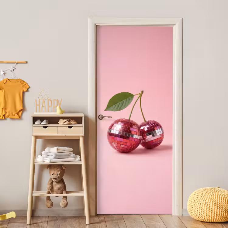 Disco - Kersen - Roze deurposter klein -sfeer4