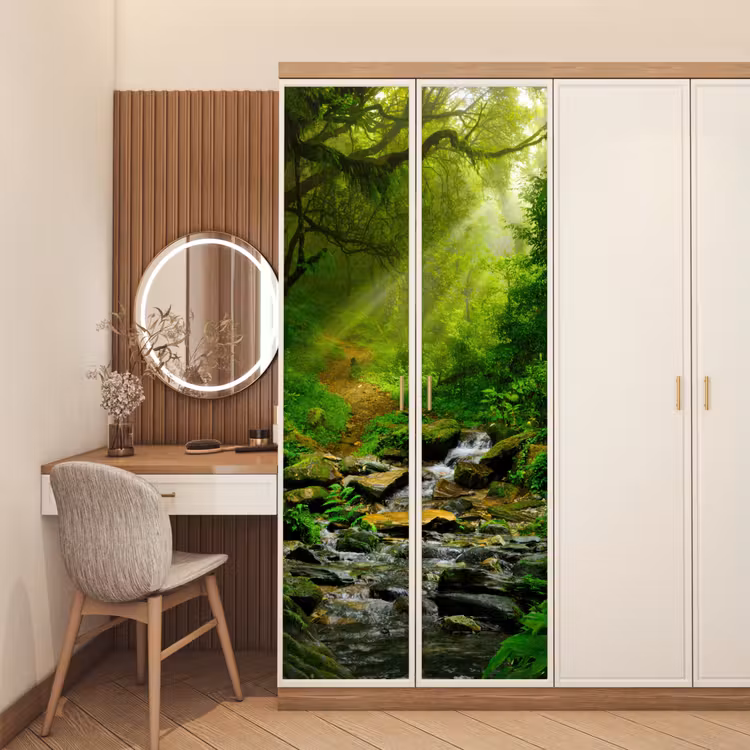 Jungle - Groen - Waterval - Natuur deurposter klein -sfeer3