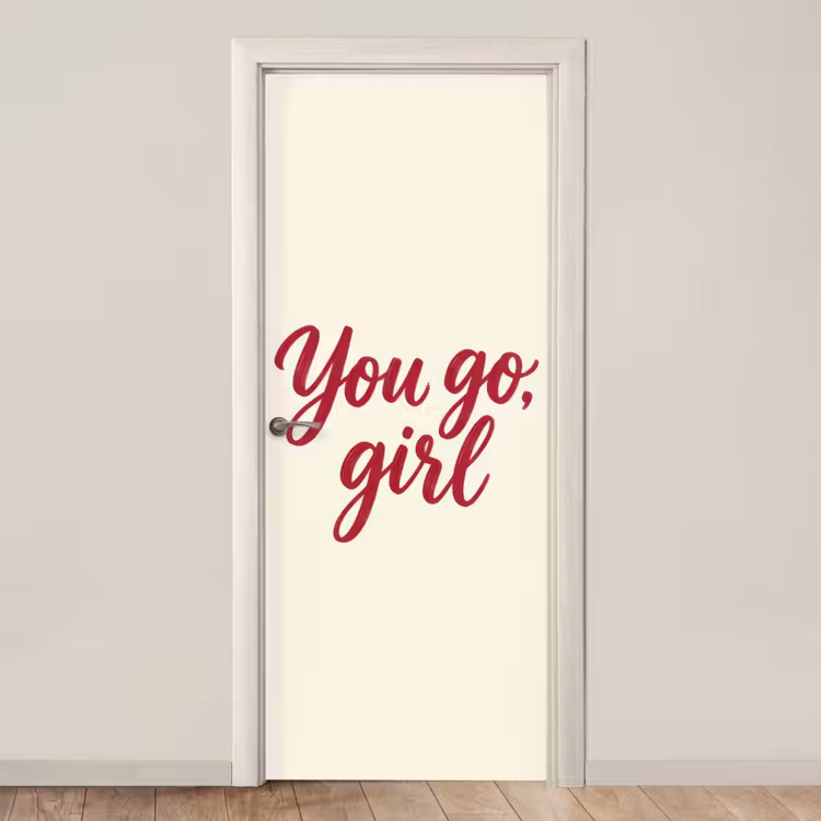 you go girl - Rood - Wit deurposter klein -3d_beige