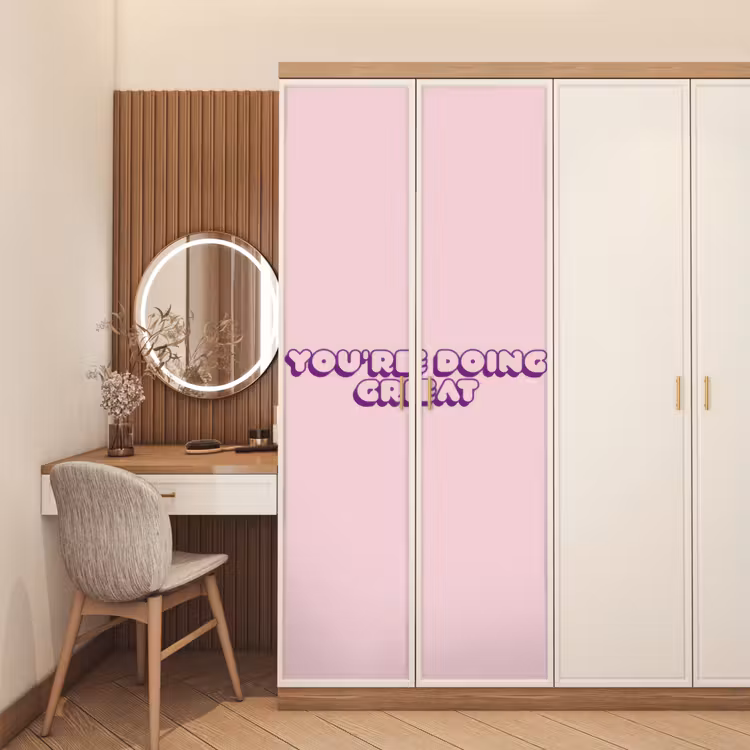 You're doing great - roze - 3D deurposter klein -sfeer3