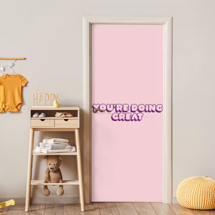 You're doing great - roze - 3D deurposter klein -sfeer4