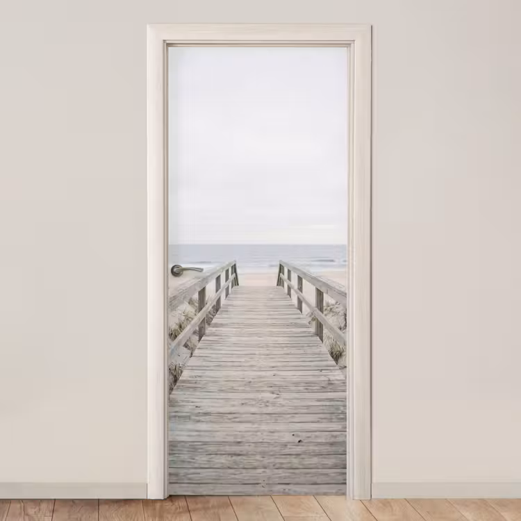 Duinen - Vlonder - Oceaan deurposter klein -3d_beige