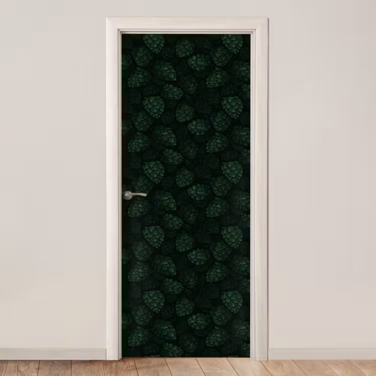 Donker - Groen - Hopbellen - Botanisch - Illustratie deurposter klein 289 -3d_beige