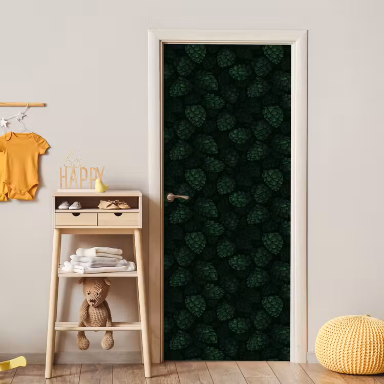 Donker - Groen - Hopbellen - Botanisch - Illustratie deurposter klein 289 -sfeer4