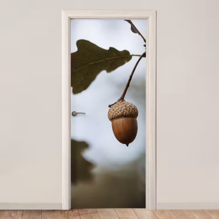 Eikel - Eikenblad - Bos - Herfst - Natuur deurposter klein -3d_beige