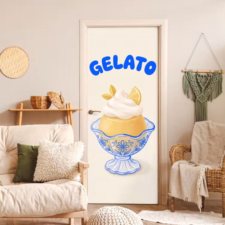 IJs - Citroen - Illustratie - Geel - Dessert deurposter klein -sfeer2
