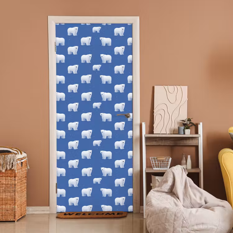 IJsbeer - Patroon - Blauw deurposter klein 289 -sfeer1