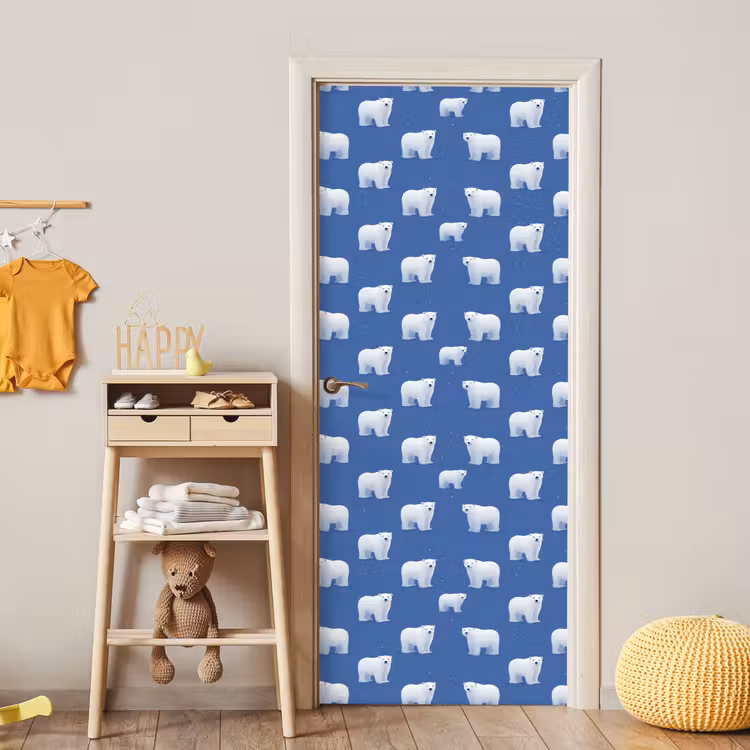 IJsbeer - Patroon - Blauw deurposter klein 289 -sfeer4