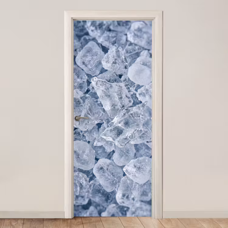 Ijsblokjes - Water - Blauw deurposter klein -3d_beige