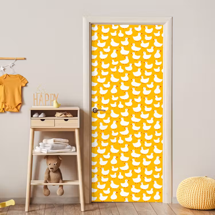 Eendjes - Patroon - Geel deurposter klein 289 -sfeer4