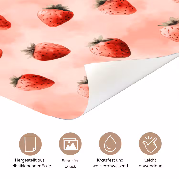 Aardbei - Patroon - Roze deurposter klein 289 -tcloseup_DE