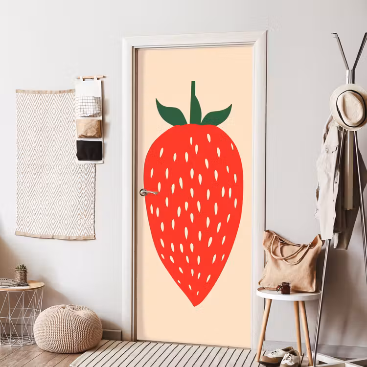 Aardbei - Rood - Modern - Boho deurposter klein -sfeer6
