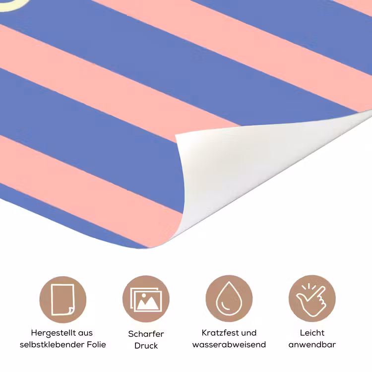 Try again - Strepen - Roze - Verticaal - Blauw deurposter klein -tcloseup_DE