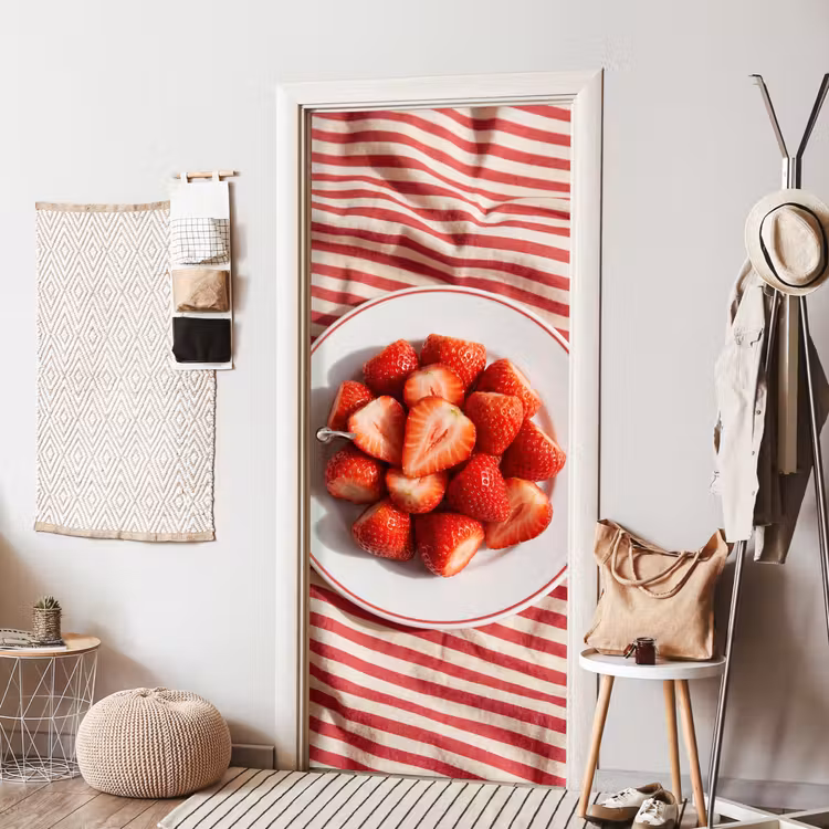 Eten - Aardbeien - Fruit - Zomer - Rood deurposter klein -sfeer6