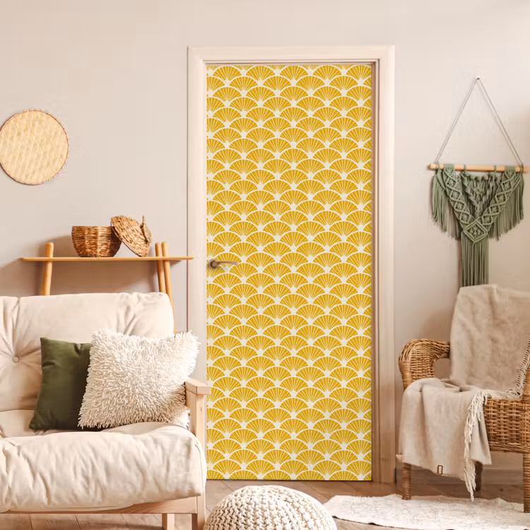 Waaiers - Art Deco - Retro - Okergeel deurposter klein 289 -sfeer2