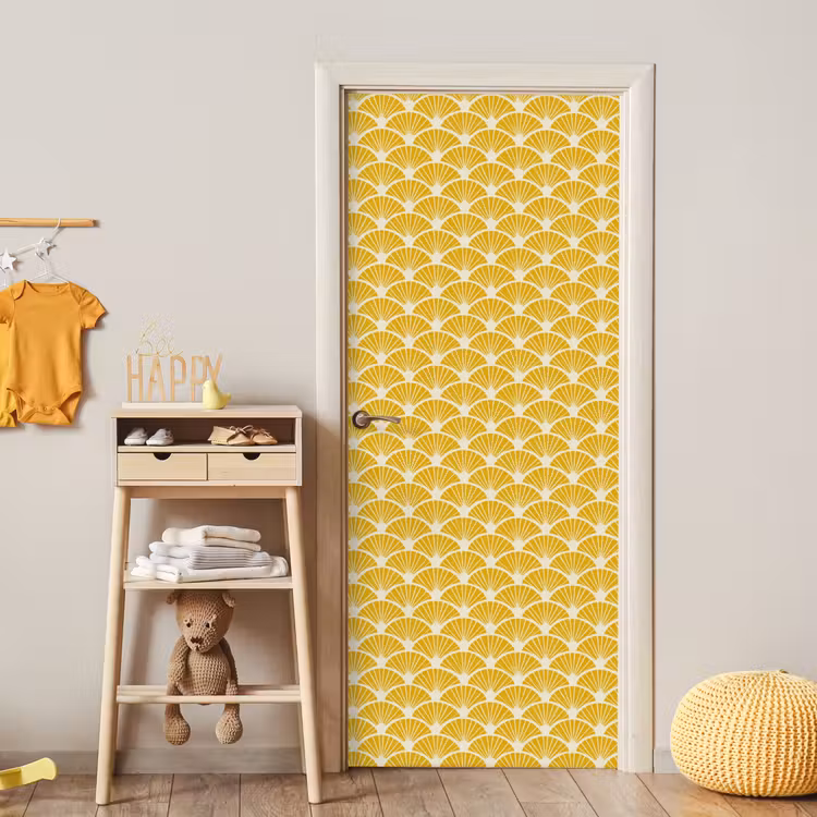 Waaiers - Art Deco - Retro - Okergeel deurposter klein 289 -sfeer4