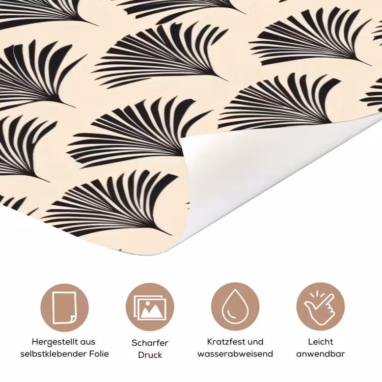 Waaiers - Botanisch - Zwart - Beige deurposter klein 289 -tcloseup_DE