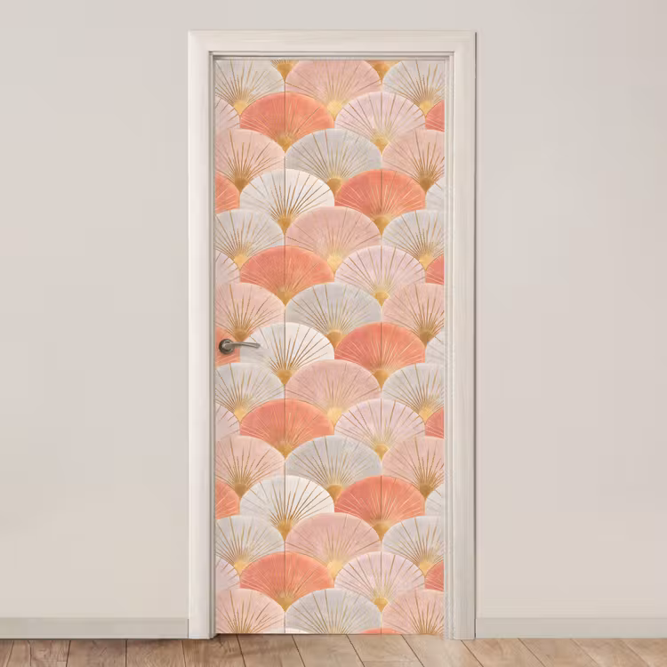 Waaiers - Goud - Roze deurposter klein 289 -3d_beige