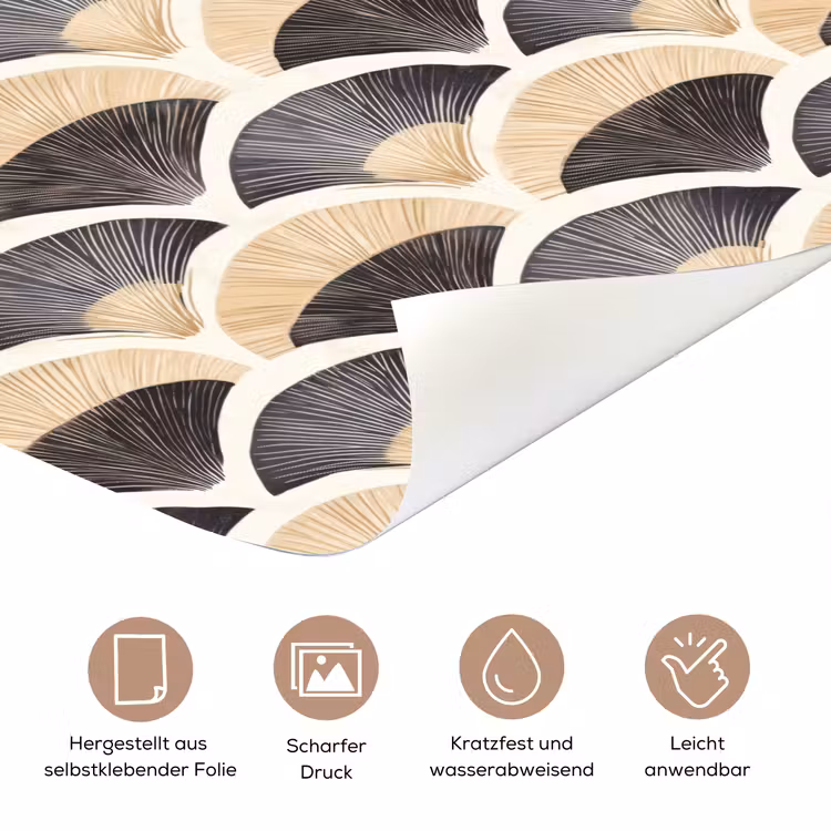 Waaier - Patroon - Zwart - Beige deurposter klein 289 -tcloseup_DE