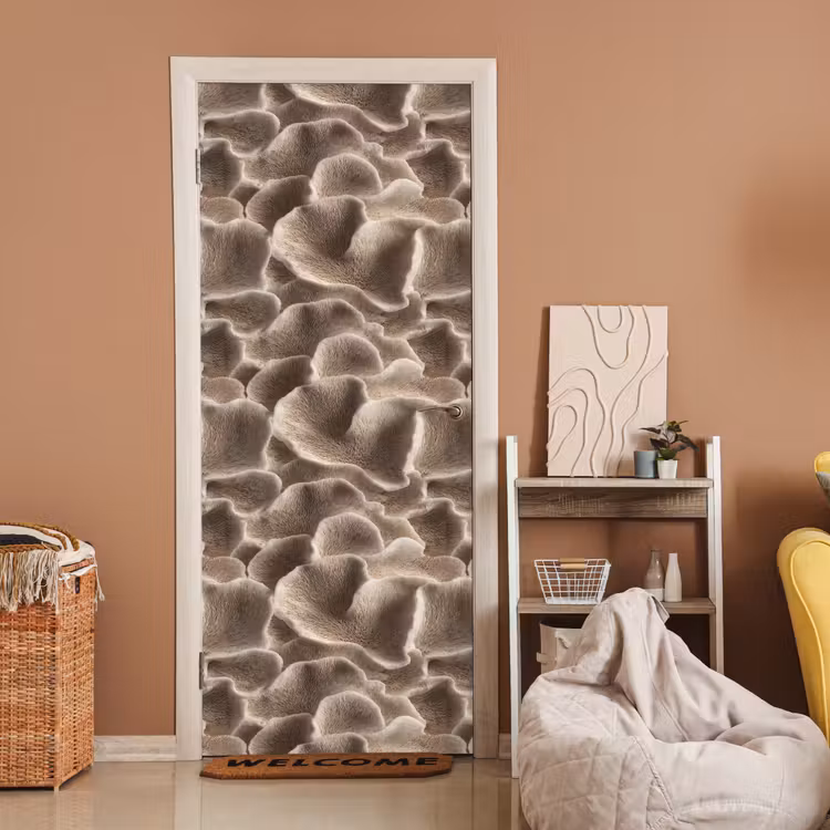 Waaiervorm - Beige - Vezel textuur deurposter klein 289 -sfeer1