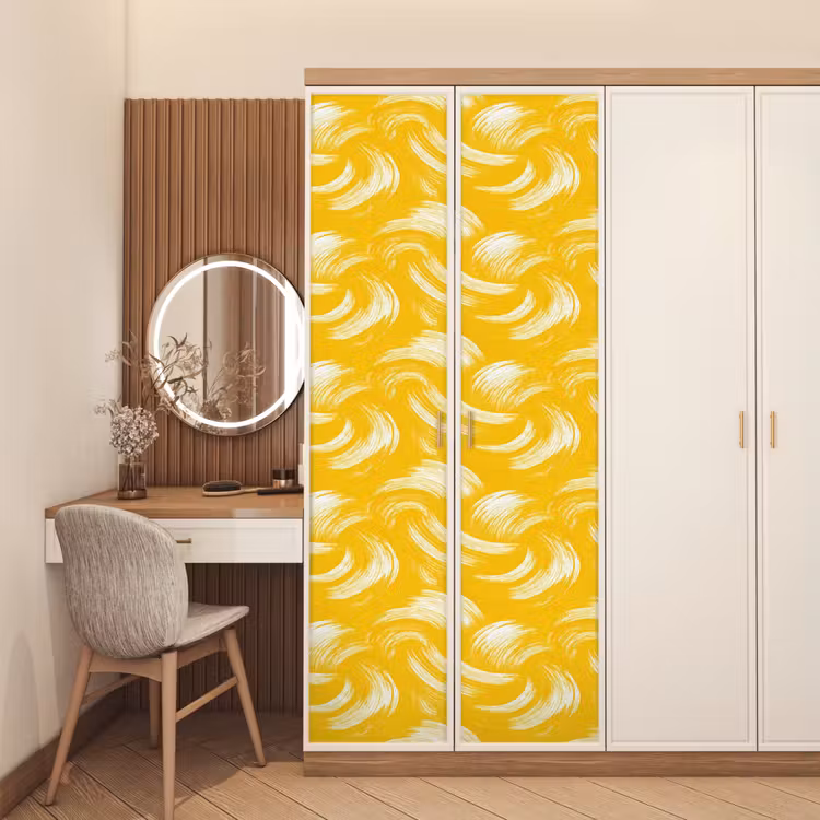Verfstreken - Abstract - Dynamisch - Geel deurposter klein 289 -sfeer3