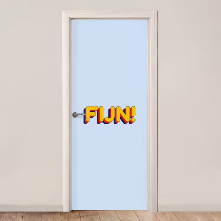 Fijn - Geel - Oranje deurposter klein -3d_beige