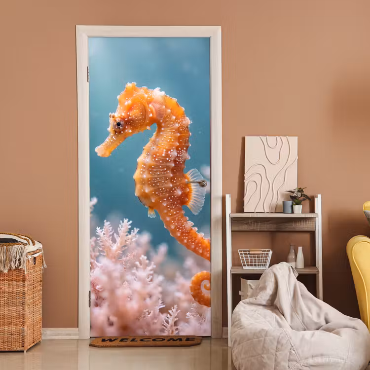 Vis - Koraal - Oceaan - Macro - Oranje deurposter klein -sfeer1