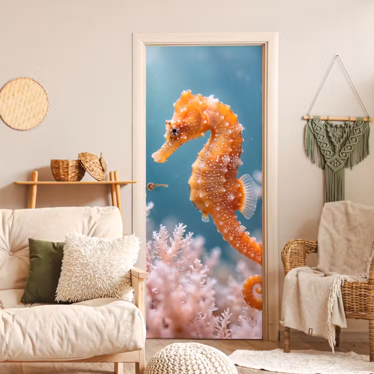 Vis - Koraal - Oceaan - Macro - Oranje deurposter klein -sfeer2