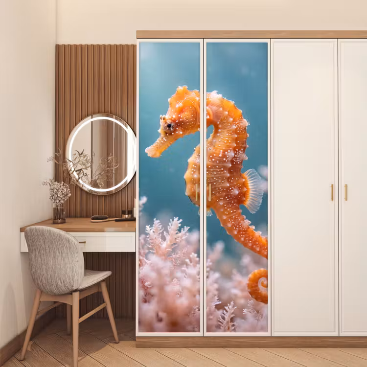 Vis - Koraal - Oceaan - Macro - Oranje deurposter klein -sfeer3