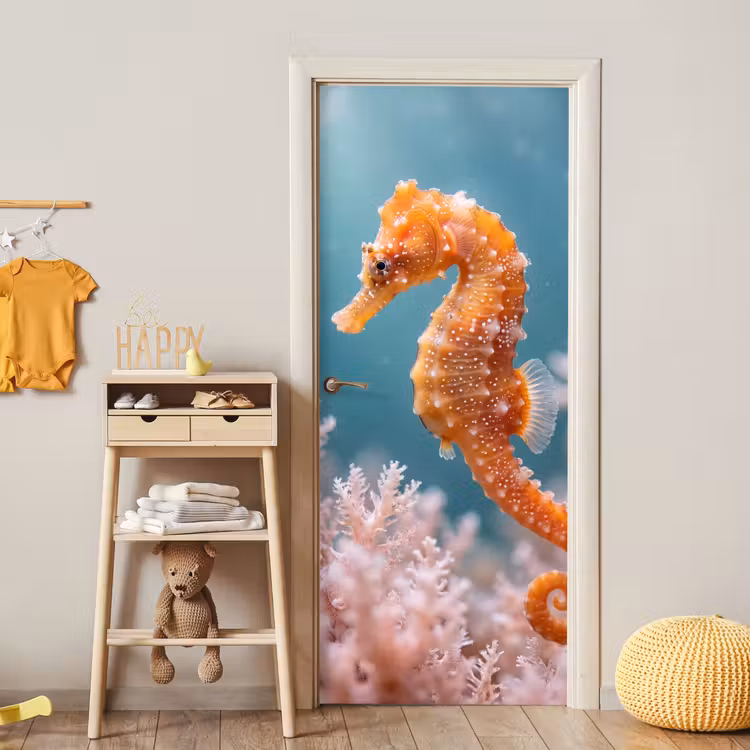Vis - Koraal - Oceaan - Macro - Oranje deurposter klein -sfeer4