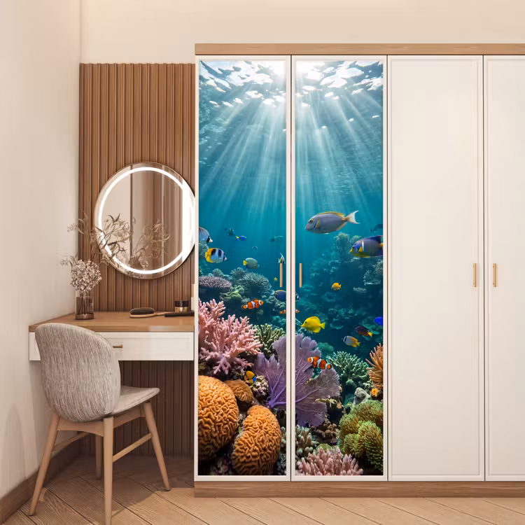 Vis - Koraal - Oceaan - Natuur - Kleurrijk deurposter klein -sfeer3