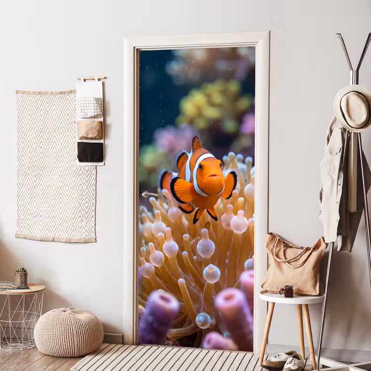 Vis - Koraal - Onderwater - Oranje - Dieren deurposter klein -sfeer6