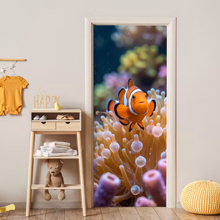 Vis - Koraal - Onderwater - Oranje - Dieren deurposter klein -sfeer4