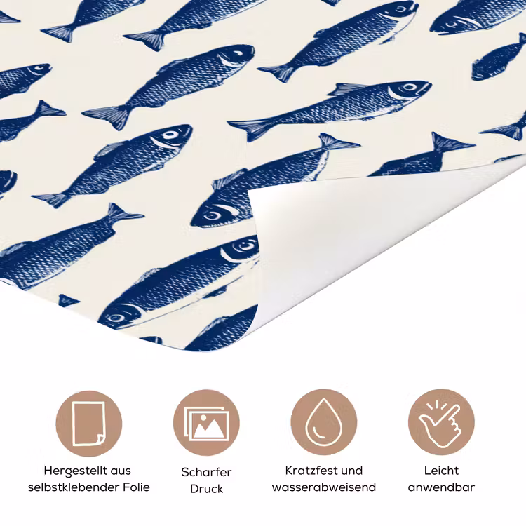 Vissen - Patroon - Blauw - Wit deurposter klein 289 -tcloseup_DE