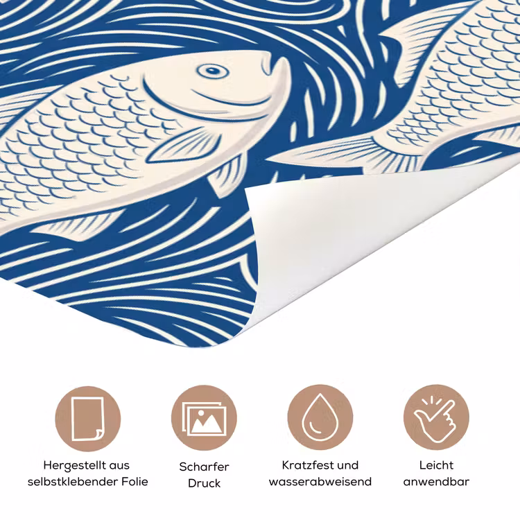 Vis - Water - Patroon - Grafisch - Blauw deurposter klein -tcloseup_DE
