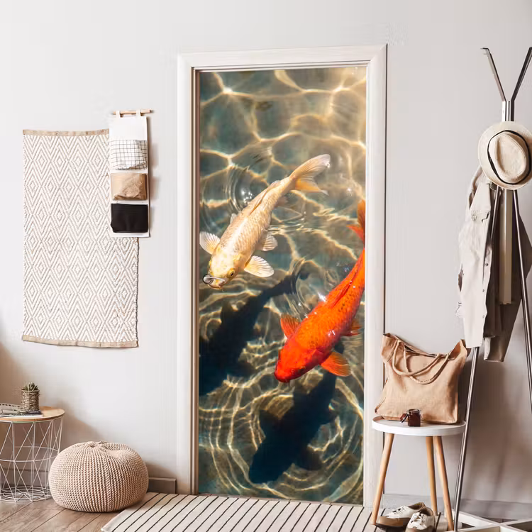Vis - Water - Dieren - Oranje - Goud deurposter klein -sfeer6