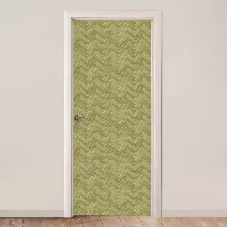 Visgraat - Wandtegel - Olijfgroen deurposter klein 289 -3d_beige