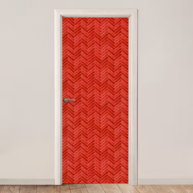 Visgraat - Tegel - Rood deurposter klein 289 -3d_beige