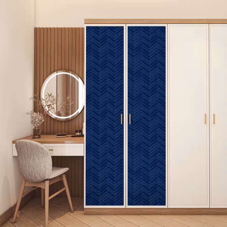 Visgraat - Wandtegel - Donkerblauw - Navy Blue deurposter klein 289 -sfeer3
