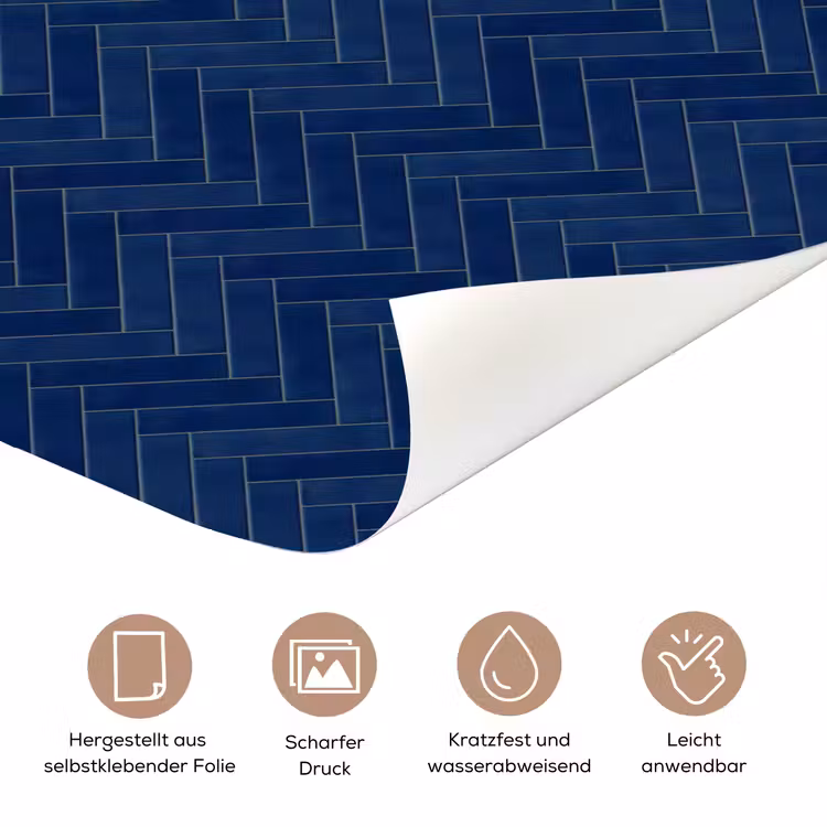Visgraat - Wandtegel - Donkerblauw - Navy Blue deurposter klein 289 -tcloseup_DE