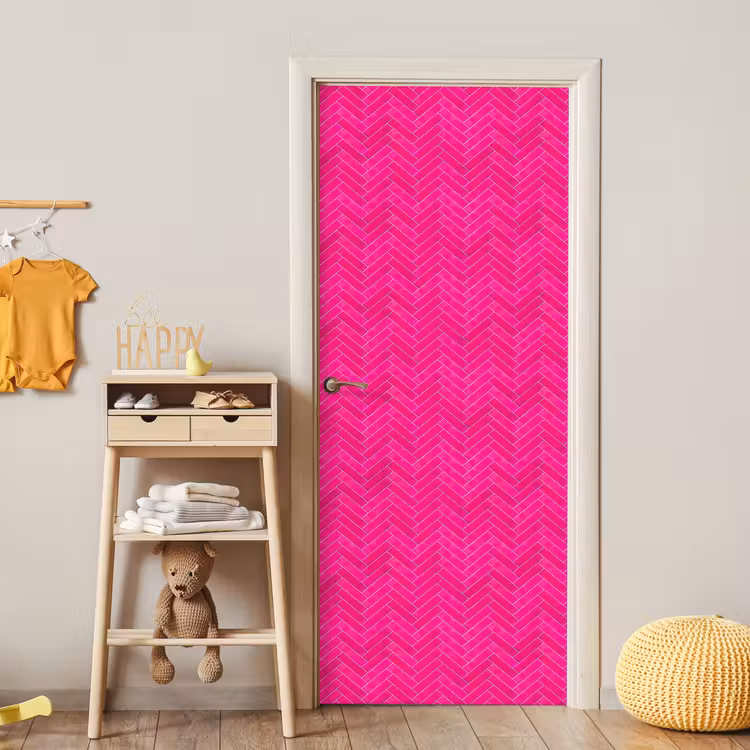 Visgraat - Wandtegel - Fuchsia - Roze deurposter klein 289 -sfeer4