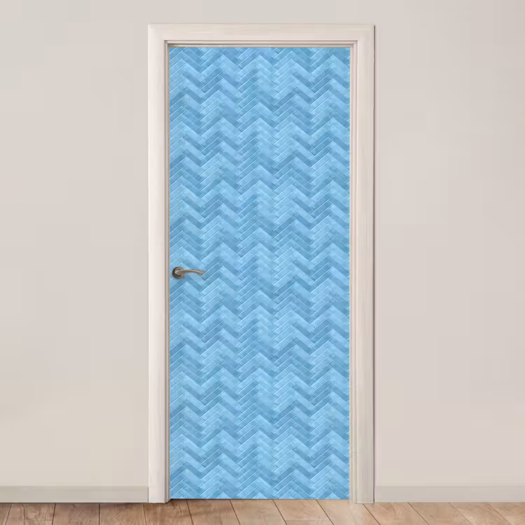 Visgraat - Wandtegel - Lichtblauw deurposter klein 289 -3d_beige
