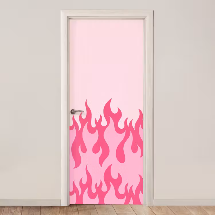 Vlammen - Patroon - Abstract - Modern - Roze deurposter klein -3d_beige