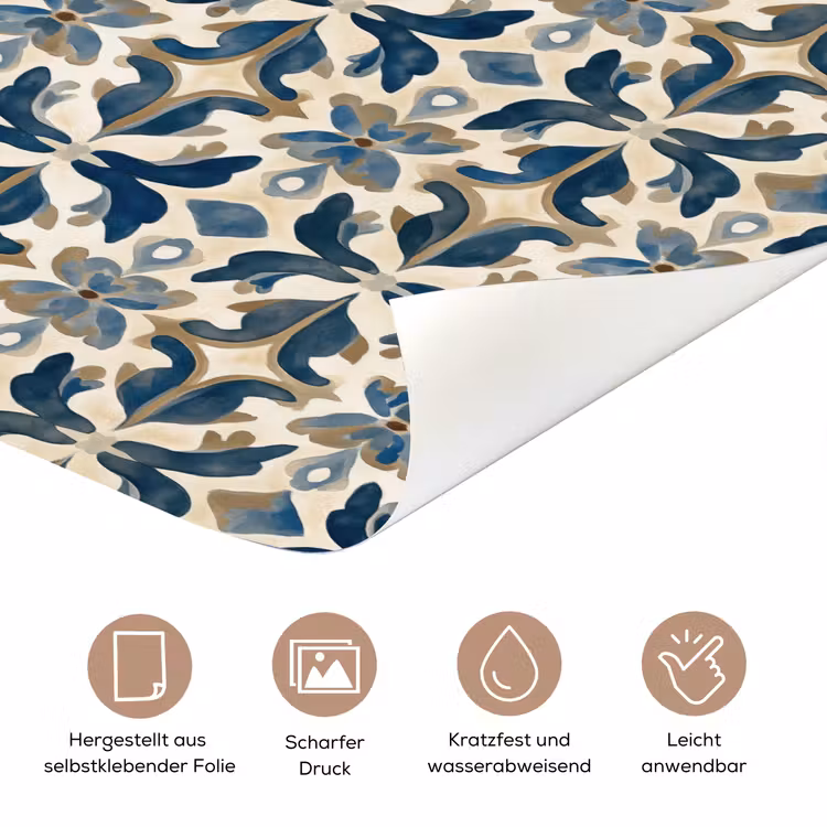 Tegel - Patroon - Blauw - Beige deurposter klein 289 -tcloseup_DE