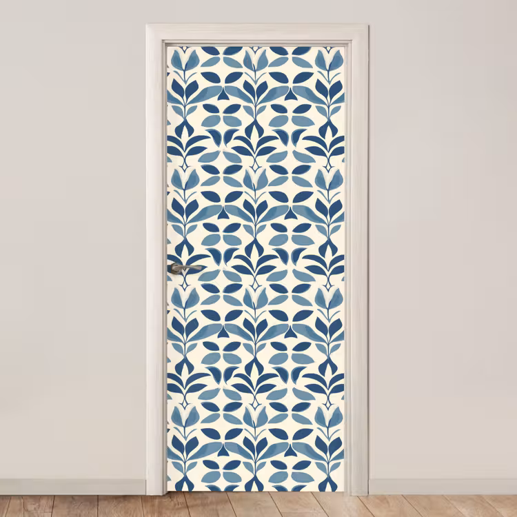 Flora - Modern - Blauw deurposter klein 289 -3d_beige