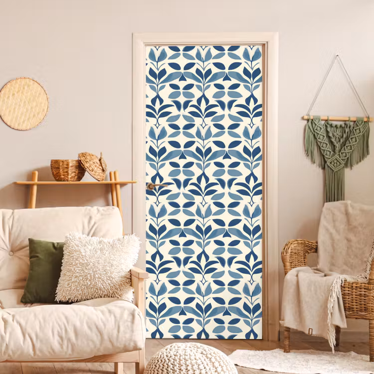 Flora - Modern - Blauw deurposter klein 289 -sfeer2