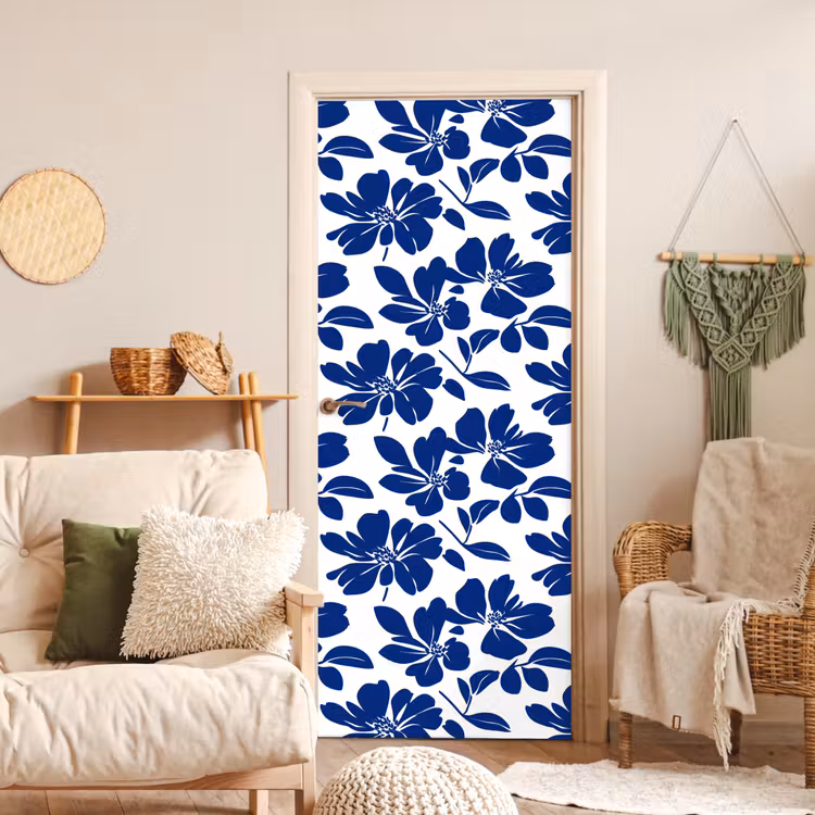 Floraal - Modern - Blauw deurposter klein 289 -sfeer2